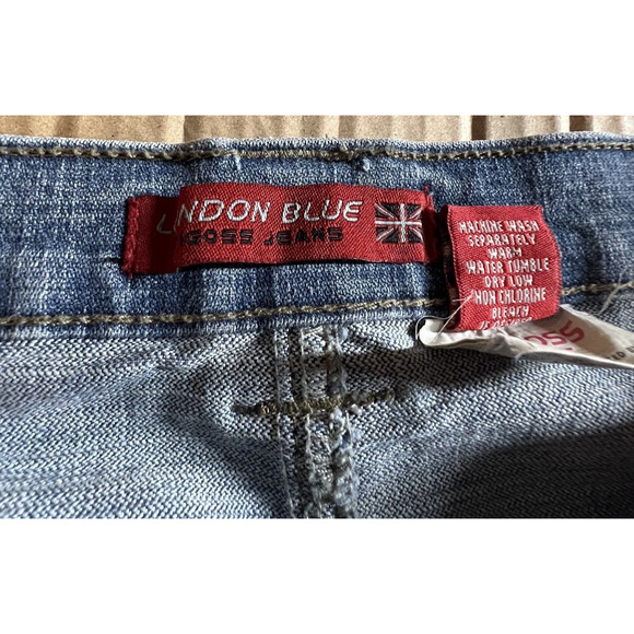 Vtg London Blue Vigoss Jean Skirt Size 1X Blue Denim Lace Up Front Slits Pockets - Picture 16 of 16